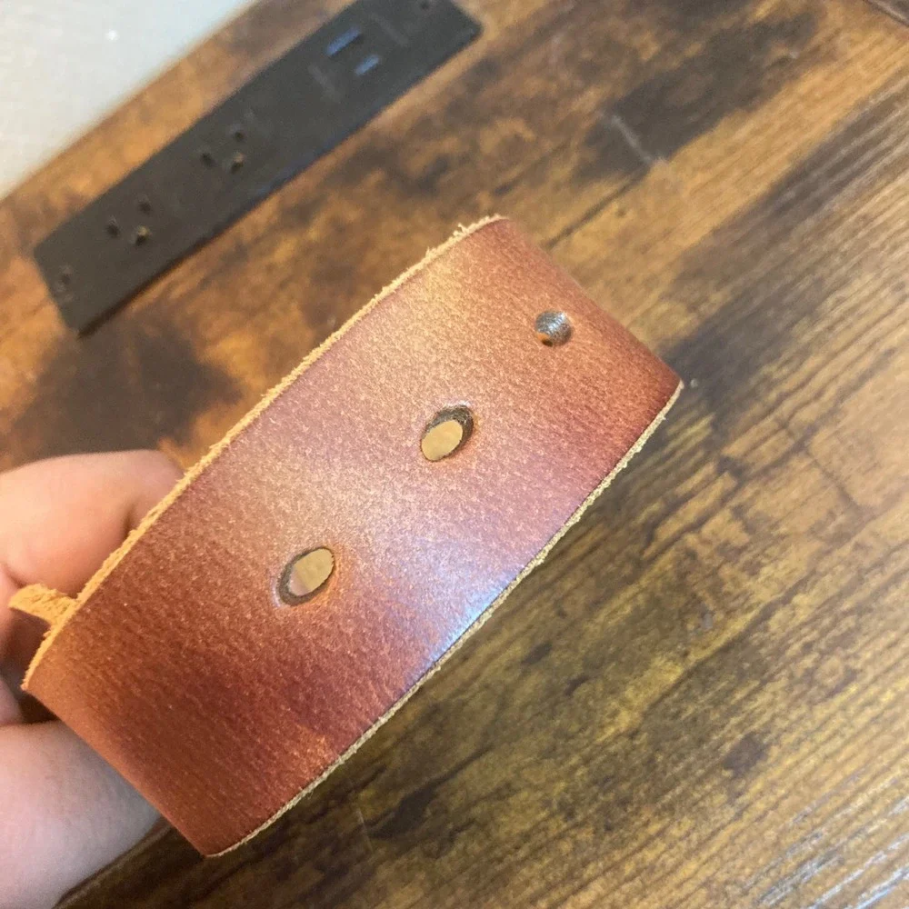 Doopai Mens 42-46in Tan Italian Cowhide Leather Belt 1.5in Wide Heavy Duty